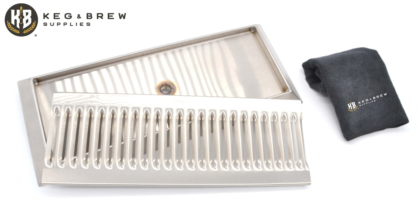 Surface Mount Beveled Edge Drip Trays WITH Drain - Multiple Sizes Available
