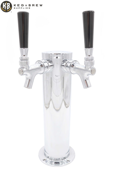3" Double Faucet Tower with Stainless Steel Faucets (100% SS Contact)