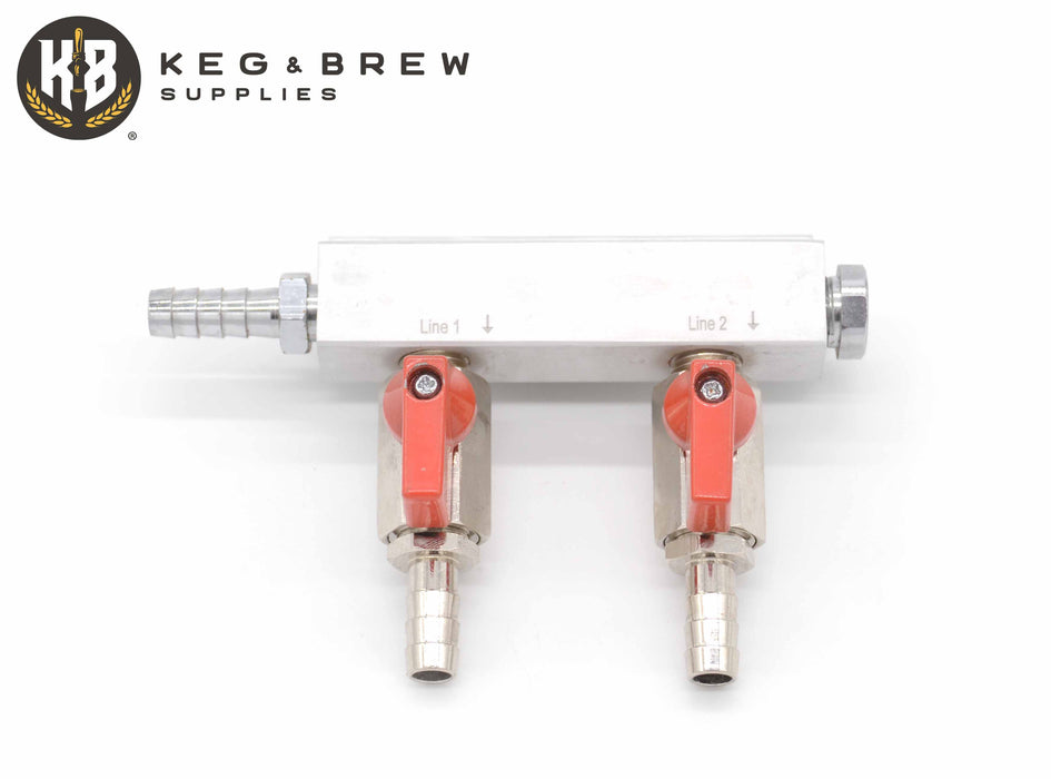 K&B Draft Beer Gas CO2 Manifold/Splitter, 5/16" Barb Fittings - 2, 3 and 4-Way Distributor